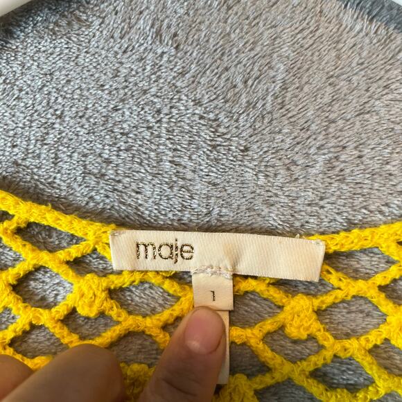 MAJE Crocheted Cotton Sweater In Yellow Size 1 (Small) Boho Bohemian - Picture 5 of 6